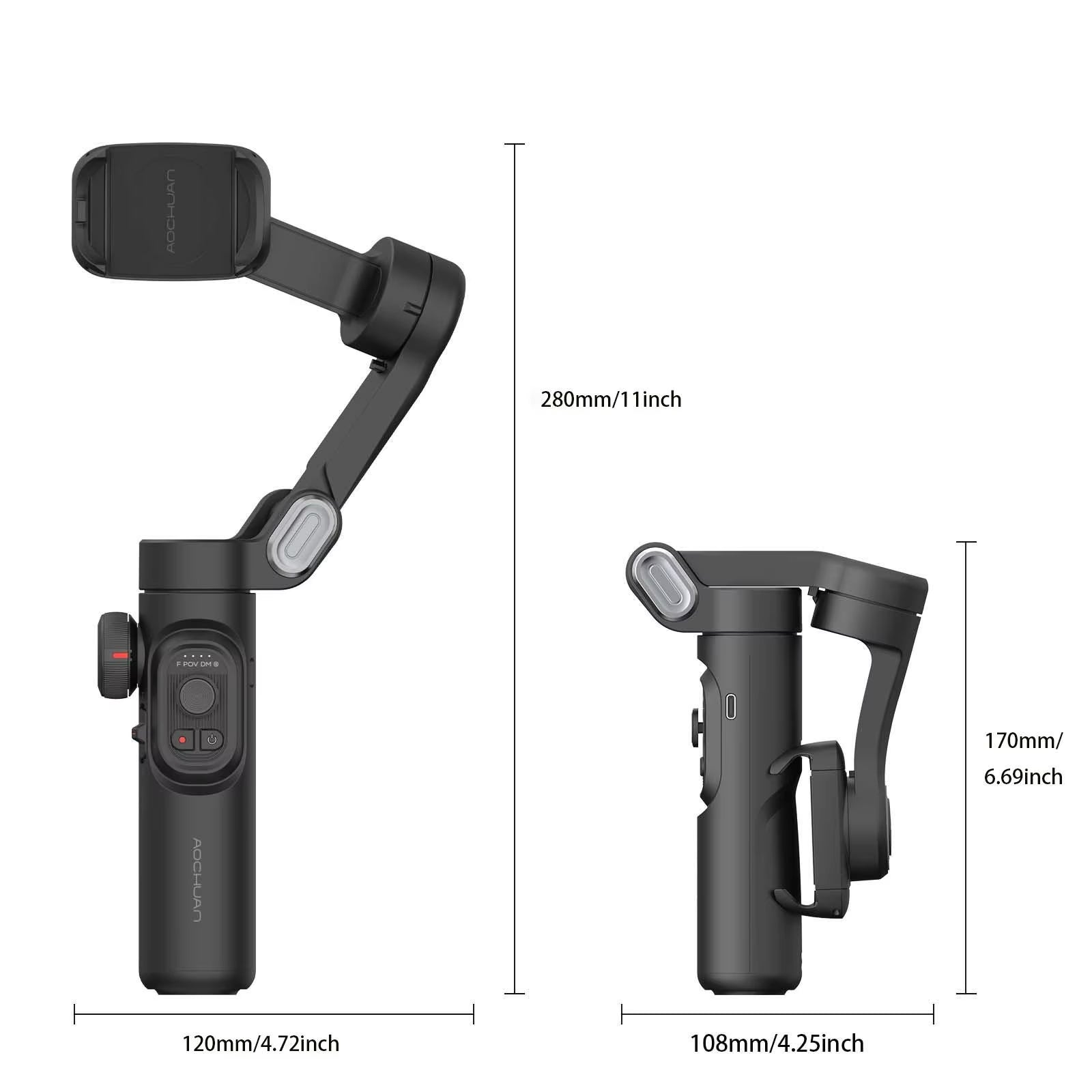 AOCHUAN 3-Axis Handheld Gimbal Stabilizer for Smartphone with Fill Light for Iphone Android Face Tracking Tiktok Vlog Smart XE